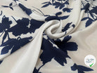 VISCOSE FINE FOND BLANC MOTIF BLEU NAVY - My Little Coupon