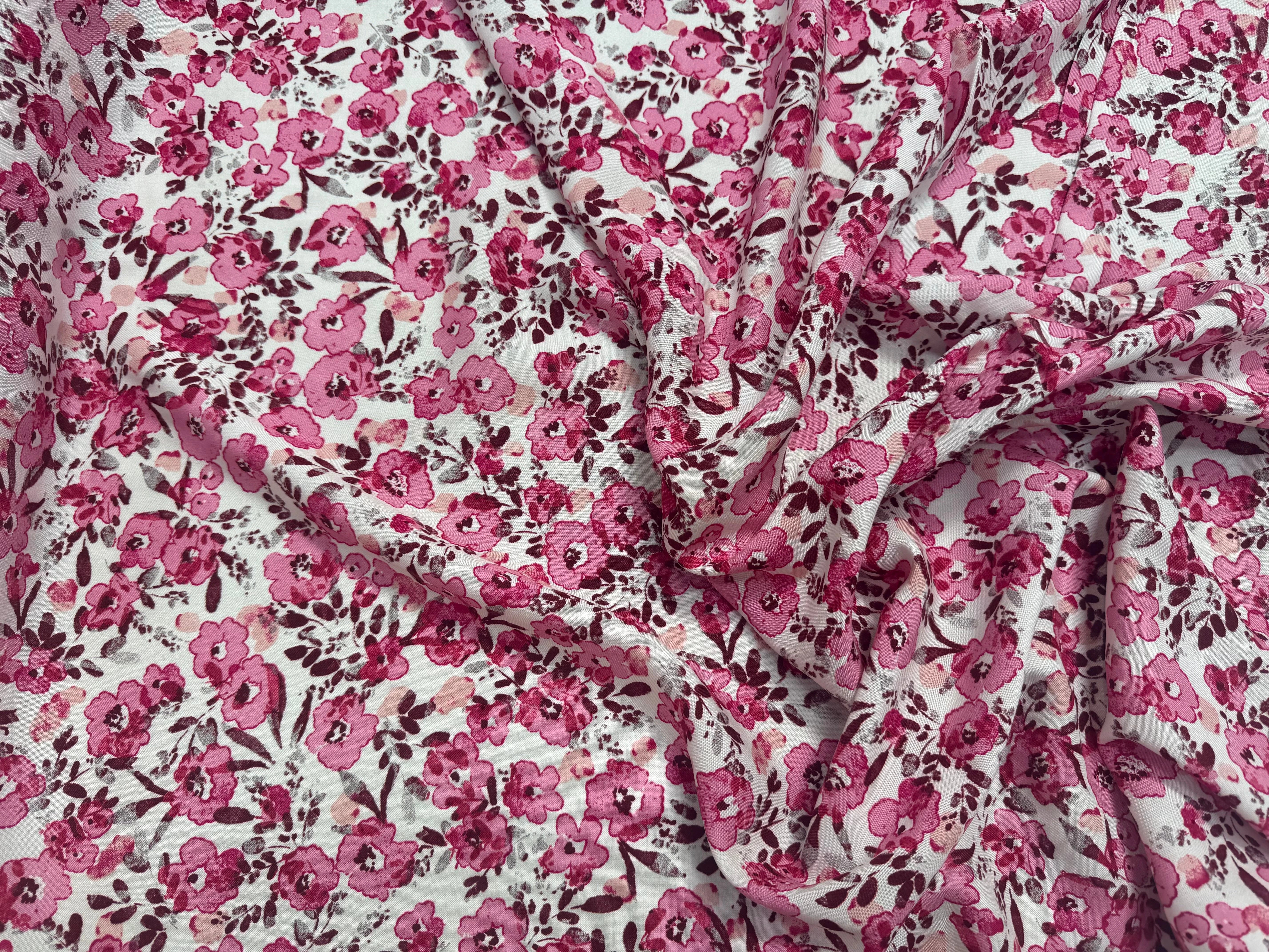 VISCOSE FLEURETTES ROSE 140 CM - My Little Coupon