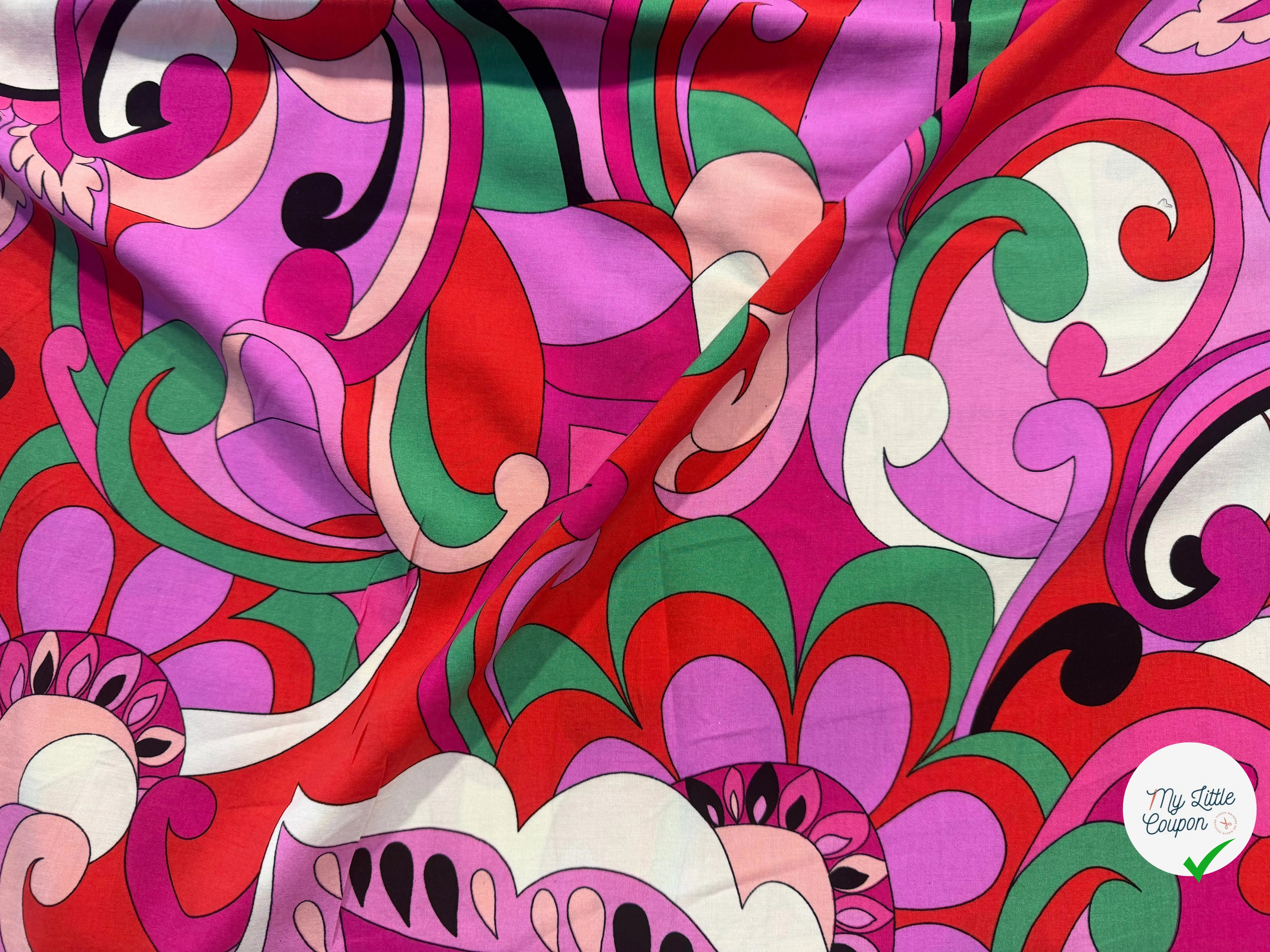 VISCOSE FLEURS RÉTRO VERT - My Little Coupon
