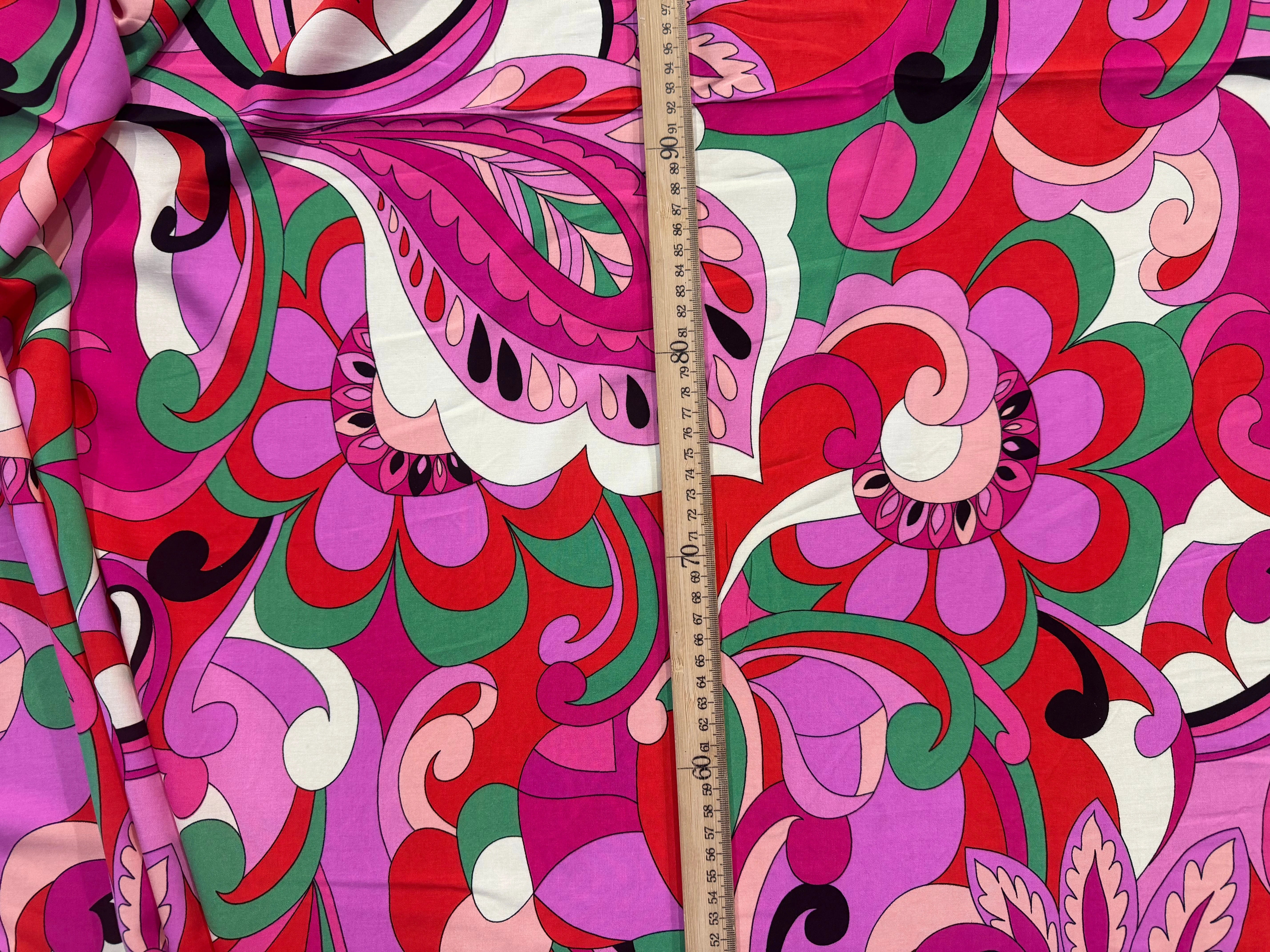 VISCOSE FLEURS RÉTRO VERT - My Little Coupon