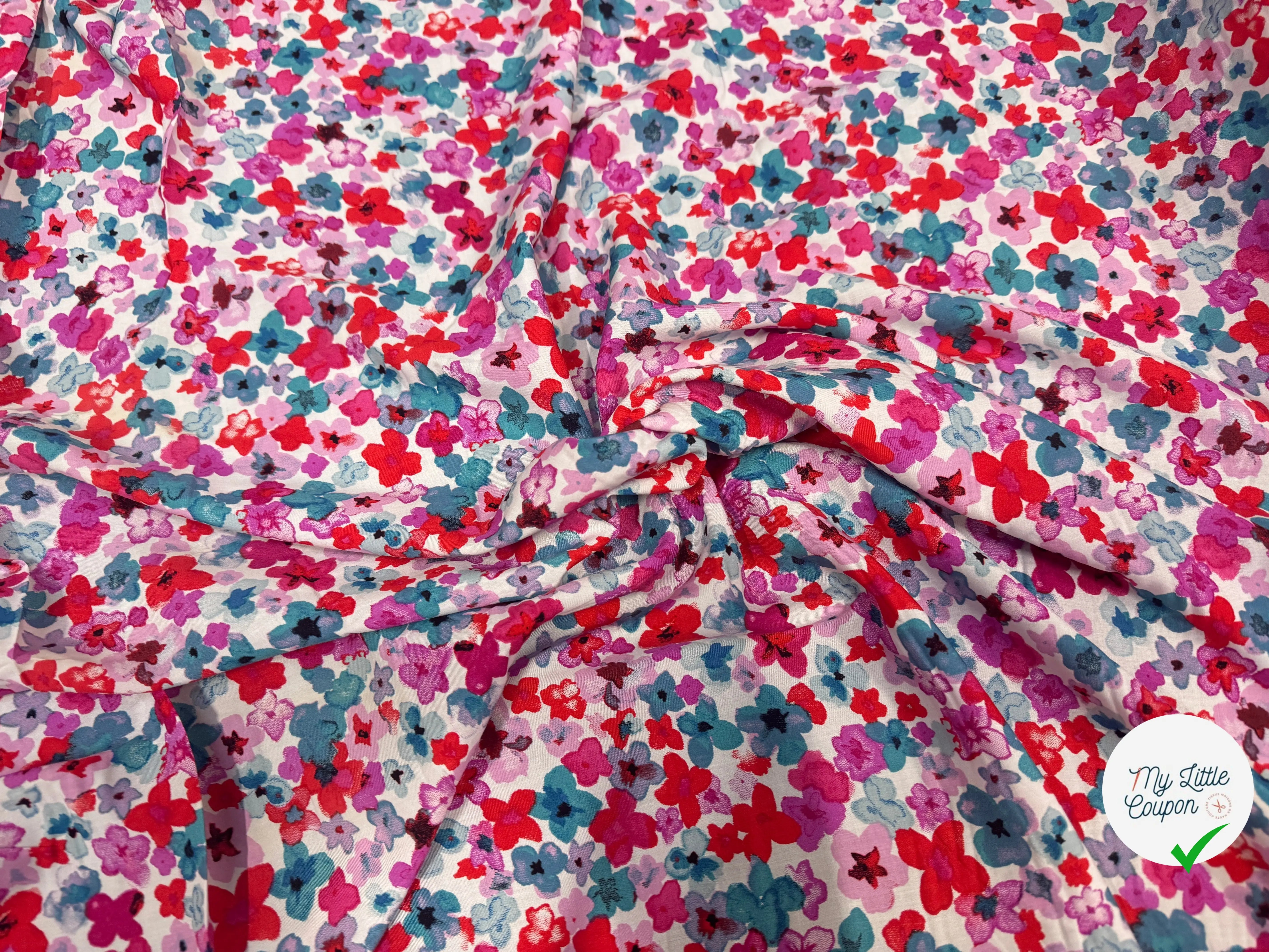 VISCOSE FLEURS ROSE & BLEU - My Little Coupon