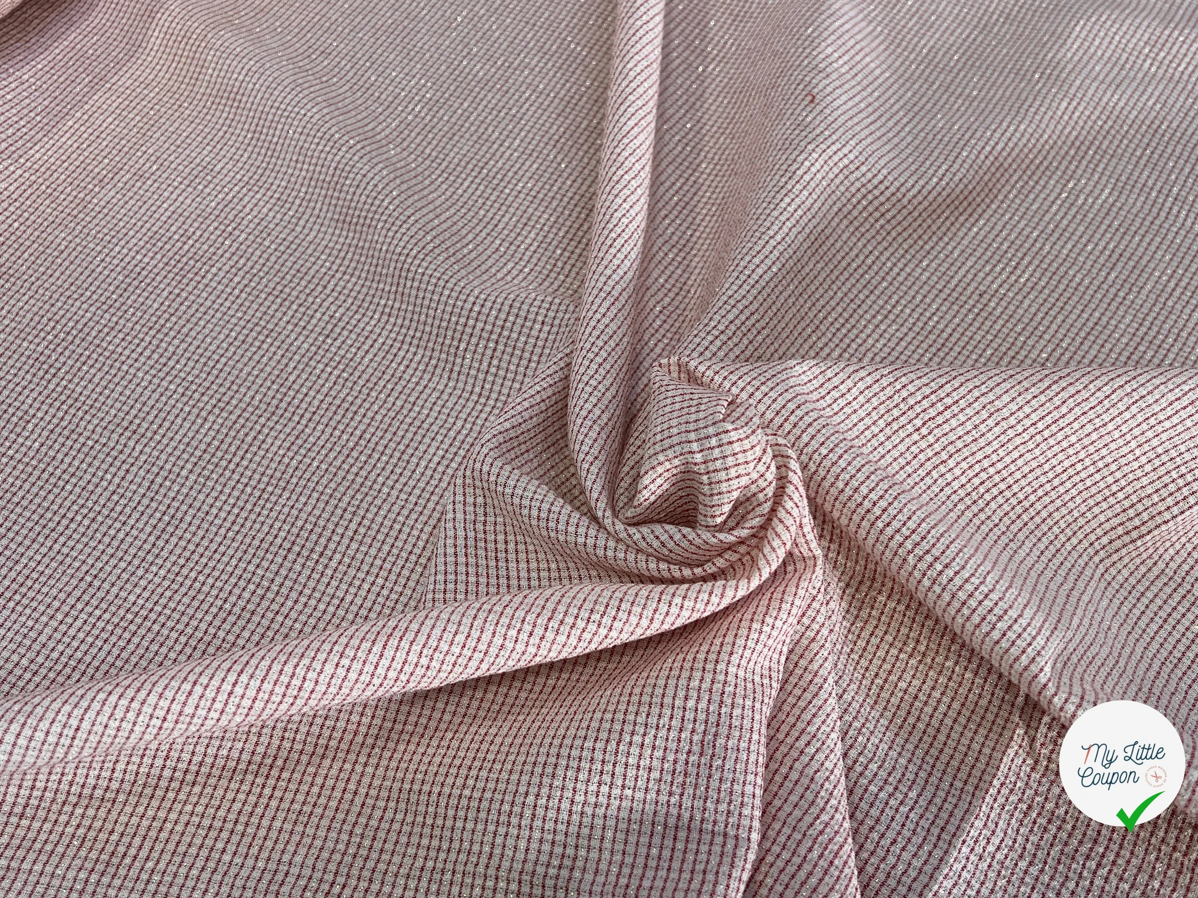VISCOSE FLUIDE ÉCRU RAYURES FINES ROUGE - My Little Coupon