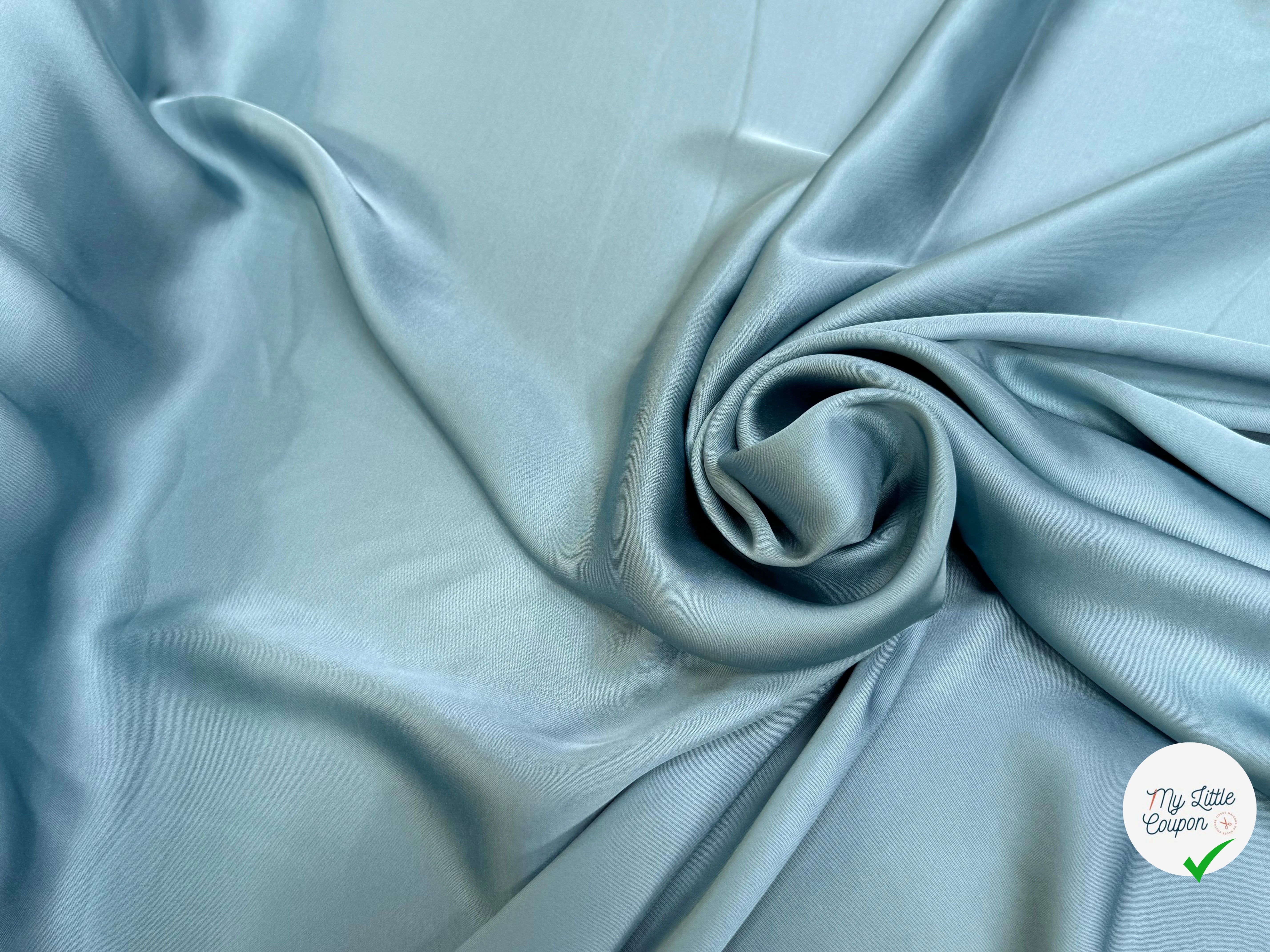 VISCOSE FLUIDE ENVERS SATIN BLEU GRIS - My Little Coupon