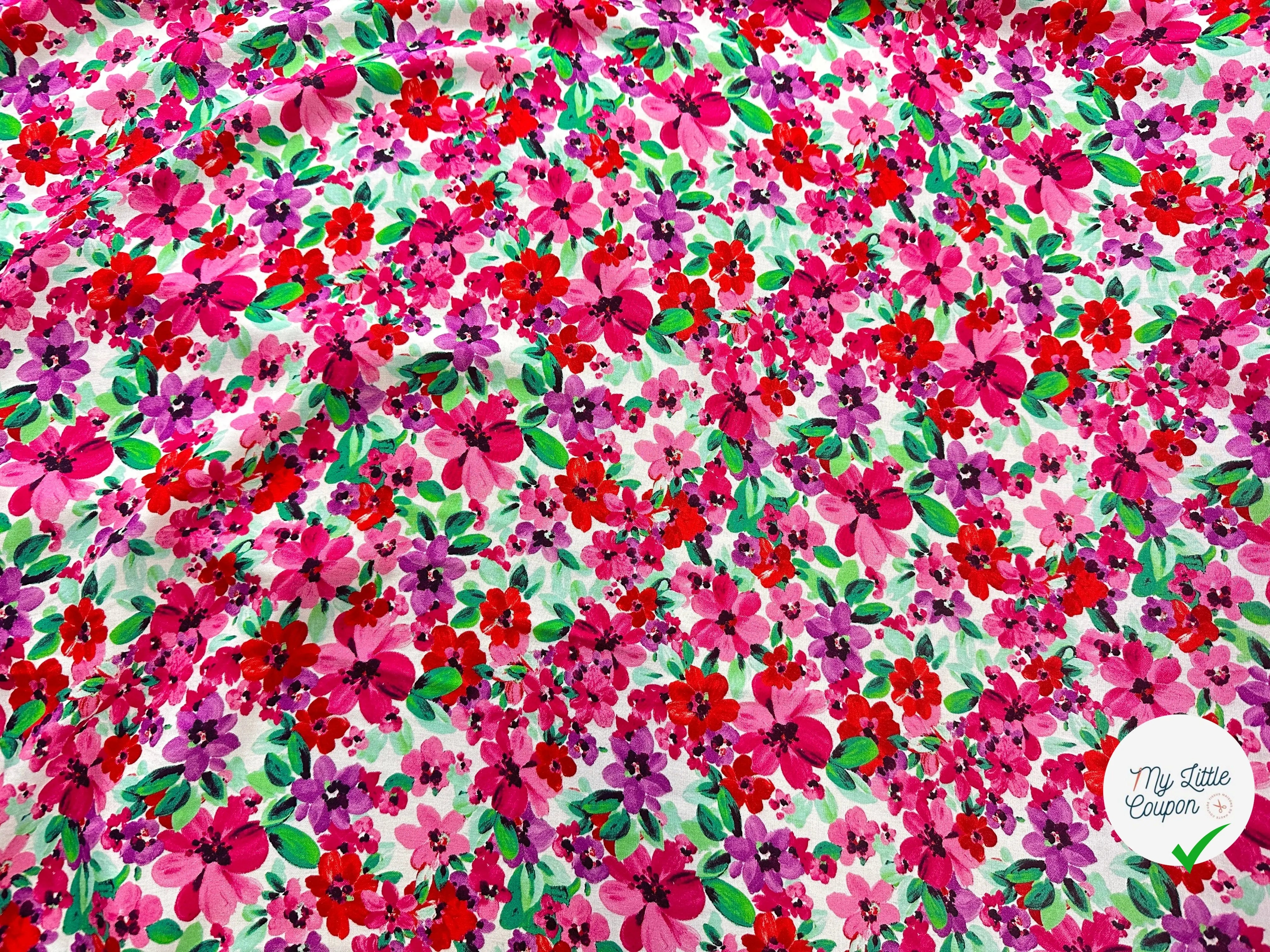 VISCOSE FLUIDE FLEURS DE PRINTEMPS ROSES - My Little Coupon