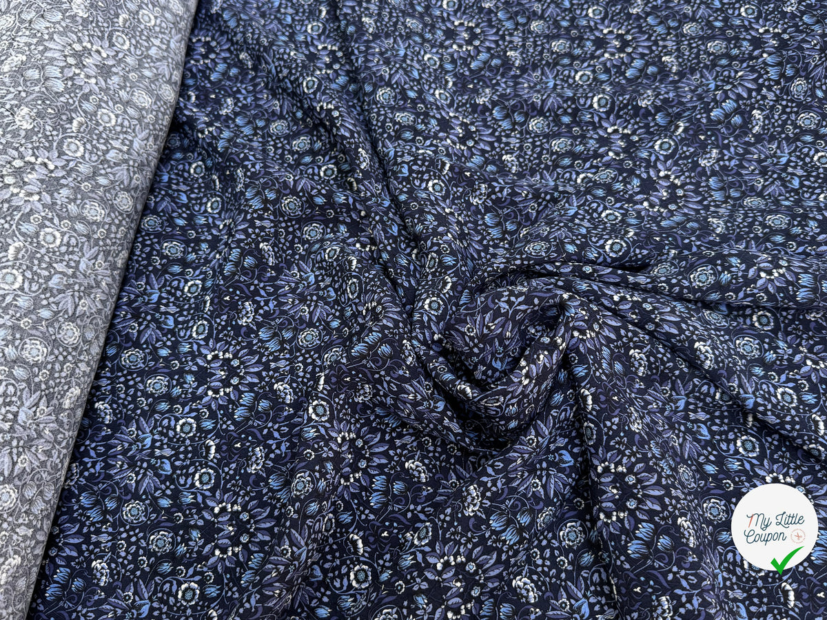 VISCOSE FLUIDE FLORAUX BLEU PREMIUM - My Little Coupon