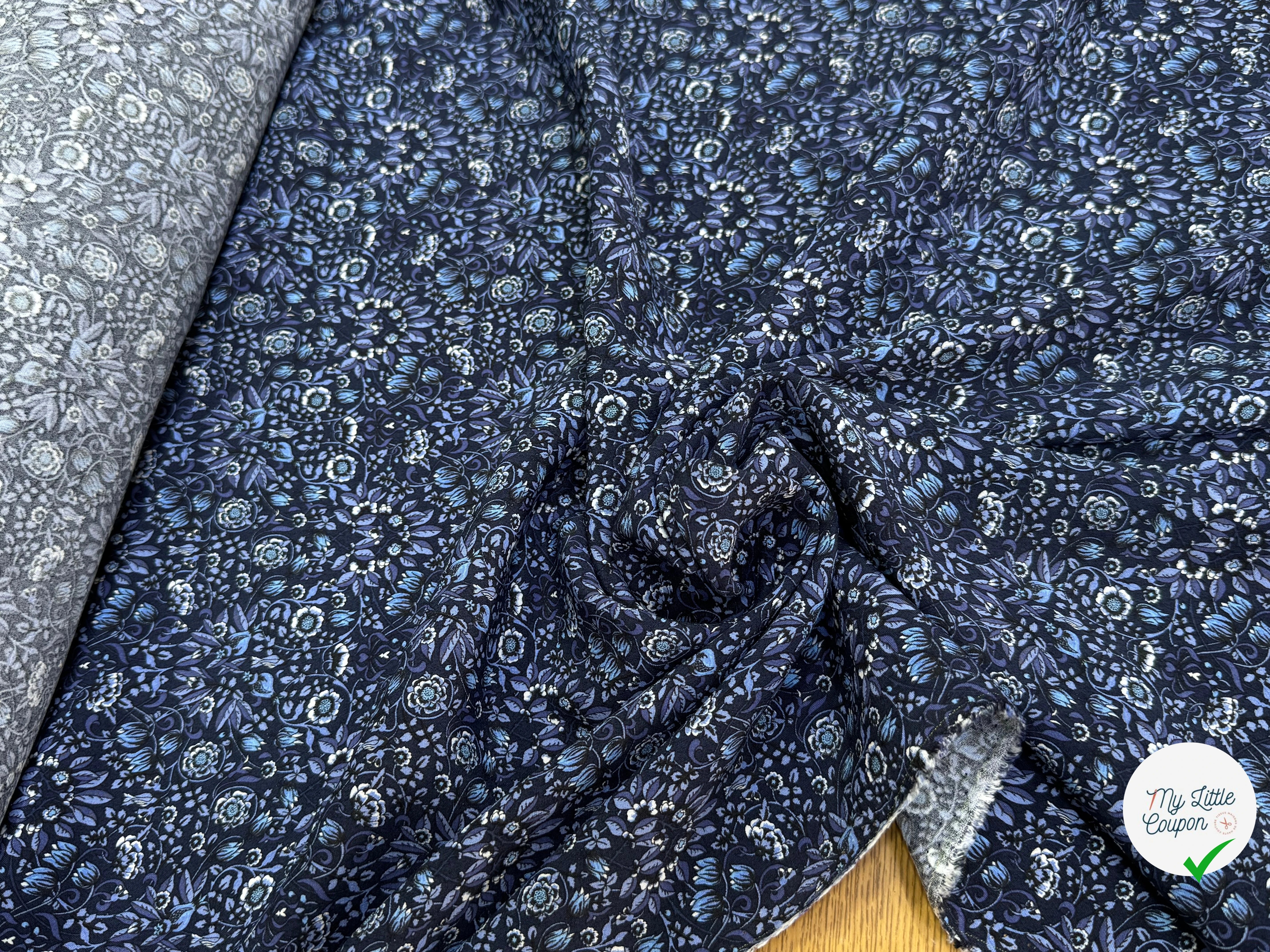 VISCOSE FLUIDE FLORAUX BLEU PREMIUM - My Little Coupon