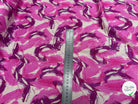 VISCOSE FLUIDE FOND BEIGE IMPRIMÉE TOURBILLON ROSE VIOLET - My Little Coupon