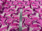 VISCOSE FLUIDE FOND BEIGE IMPRIMÉE TOURBILLON ROSE VIOLET - My Little Coupon