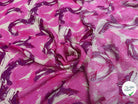 VISCOSE FLUIDE FOND BEIGE IMPRIMÉE TOURBILLON ROSE VIOLET - My Little Coupon