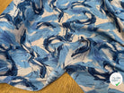 VISCOSE FLUIDE FOND BLANC IMPRIMÉE TOURBILLON BLEU ET CIEL - My Little Coupon