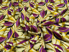 VISCOSE FLUIDE MOTIFS FEUILLAGES VIOLET NOIR - My Little Coupon