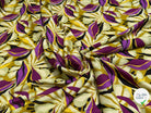 VISCOSE FLUIDE MOTIFS FEUILLAGES VIOLET NOIR - My Little Coupon