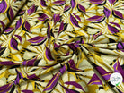 VISCOSE FLUIDE MOTIFS FEUILLAGES VIOLET NOIR - My Little Coupon