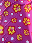 VISCOSE FOND ROSE FLEURS JAUNE - My Little Coupon