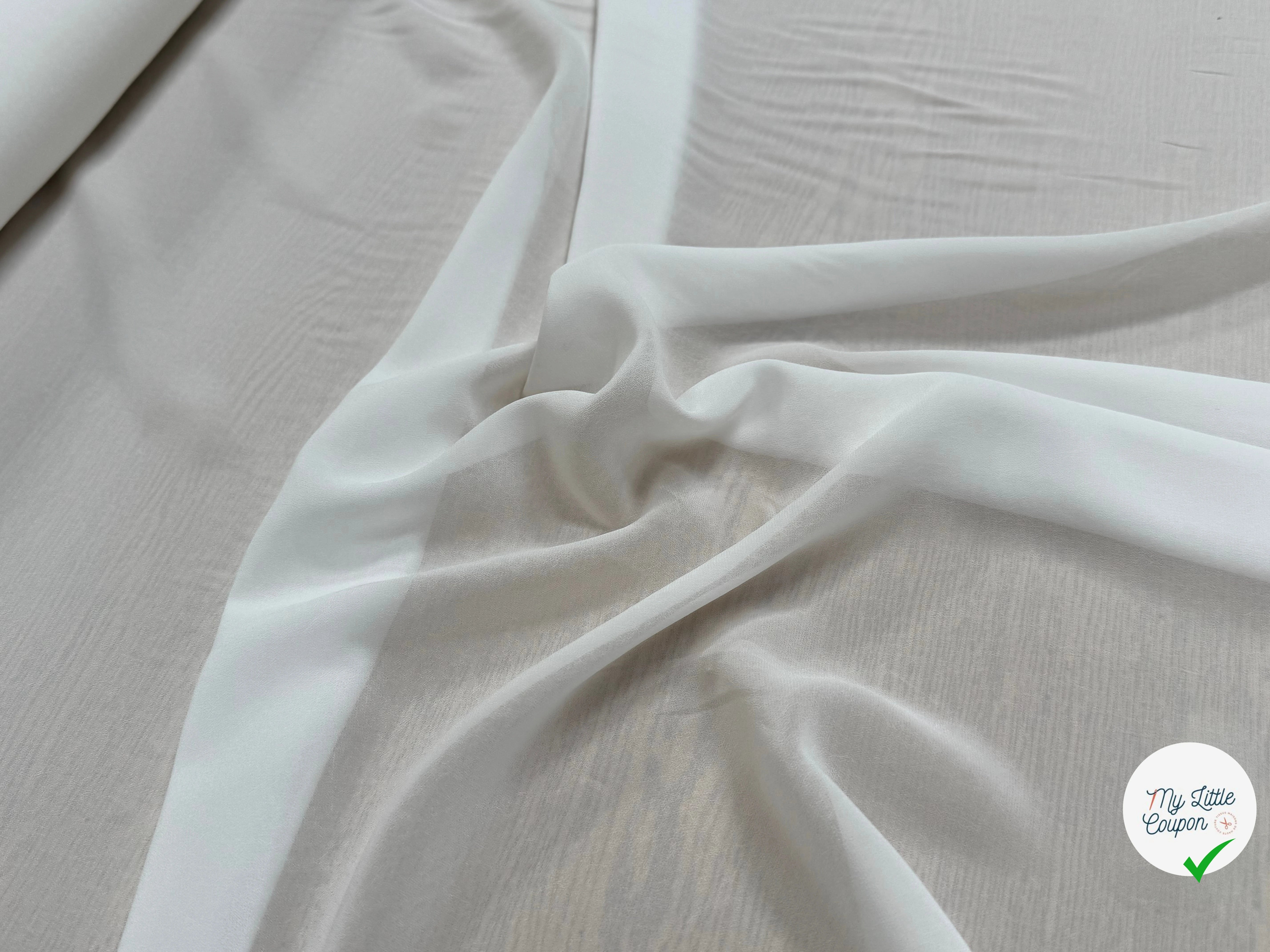 VISCOSE GEORGETTE HEAVY PFD FLUIDE BLANC - My Little Coupon