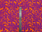 VISCOSE IMPRIMÉE FLEURS VIOLETTES SUR LIT D'ORANGE MSO