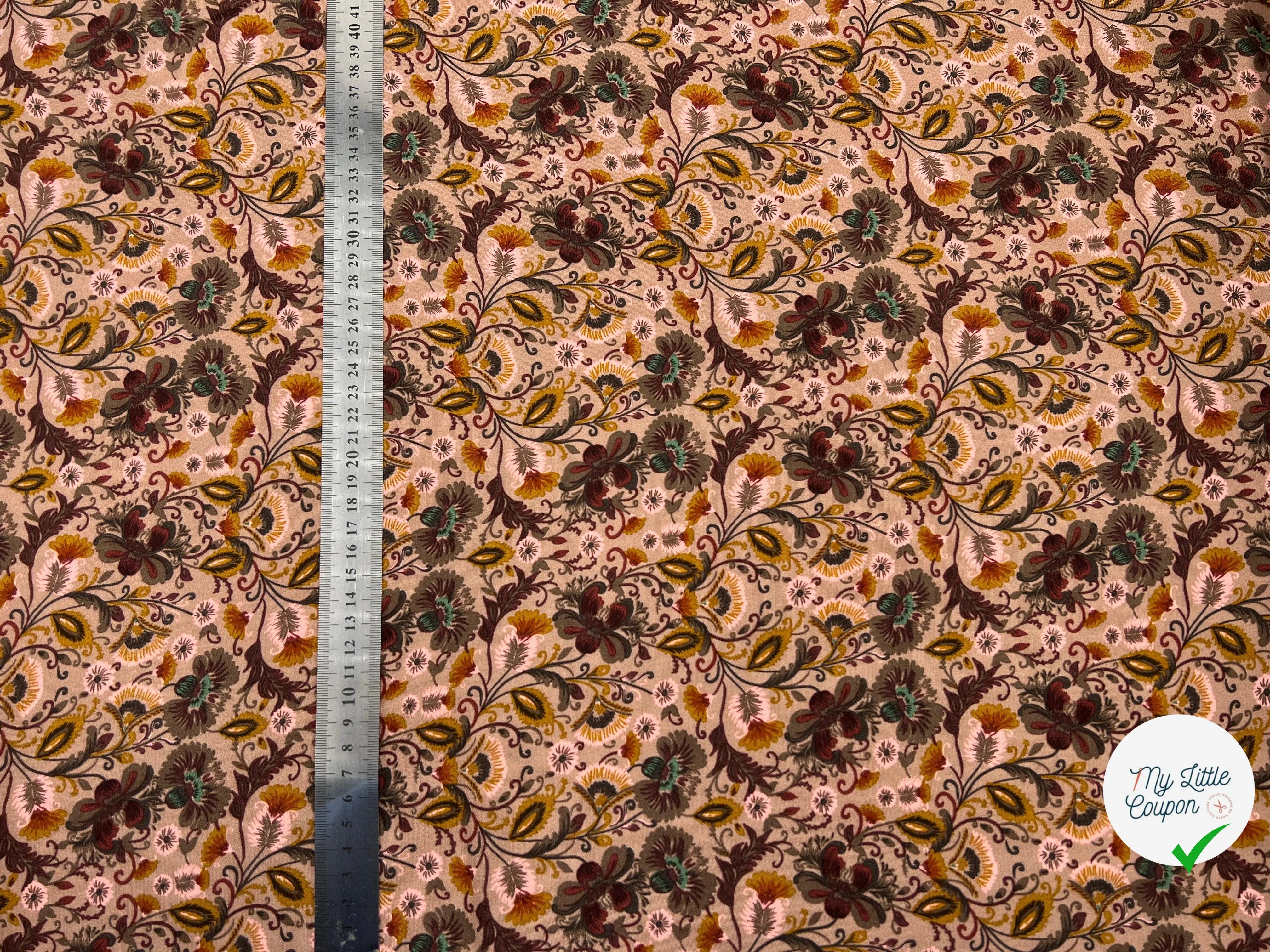 VISCOSE IMPRIMÉE FLORALIE DE VIEUX ROSE - My Little Coupon - tissu - coudre