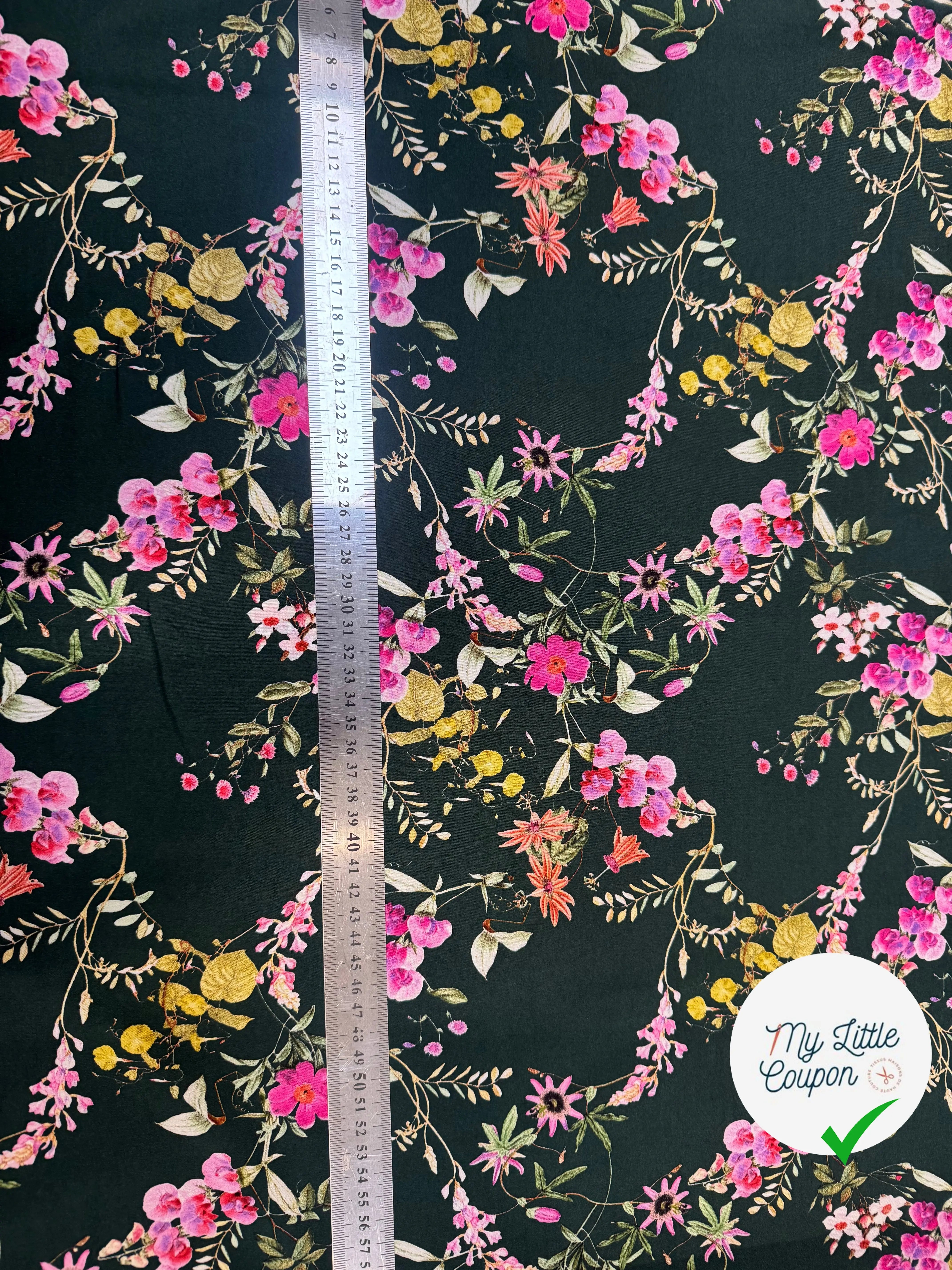 VISCOSE IMPRIMÉE VERTE FLORALE PRINTEMPS - My Little Coupon