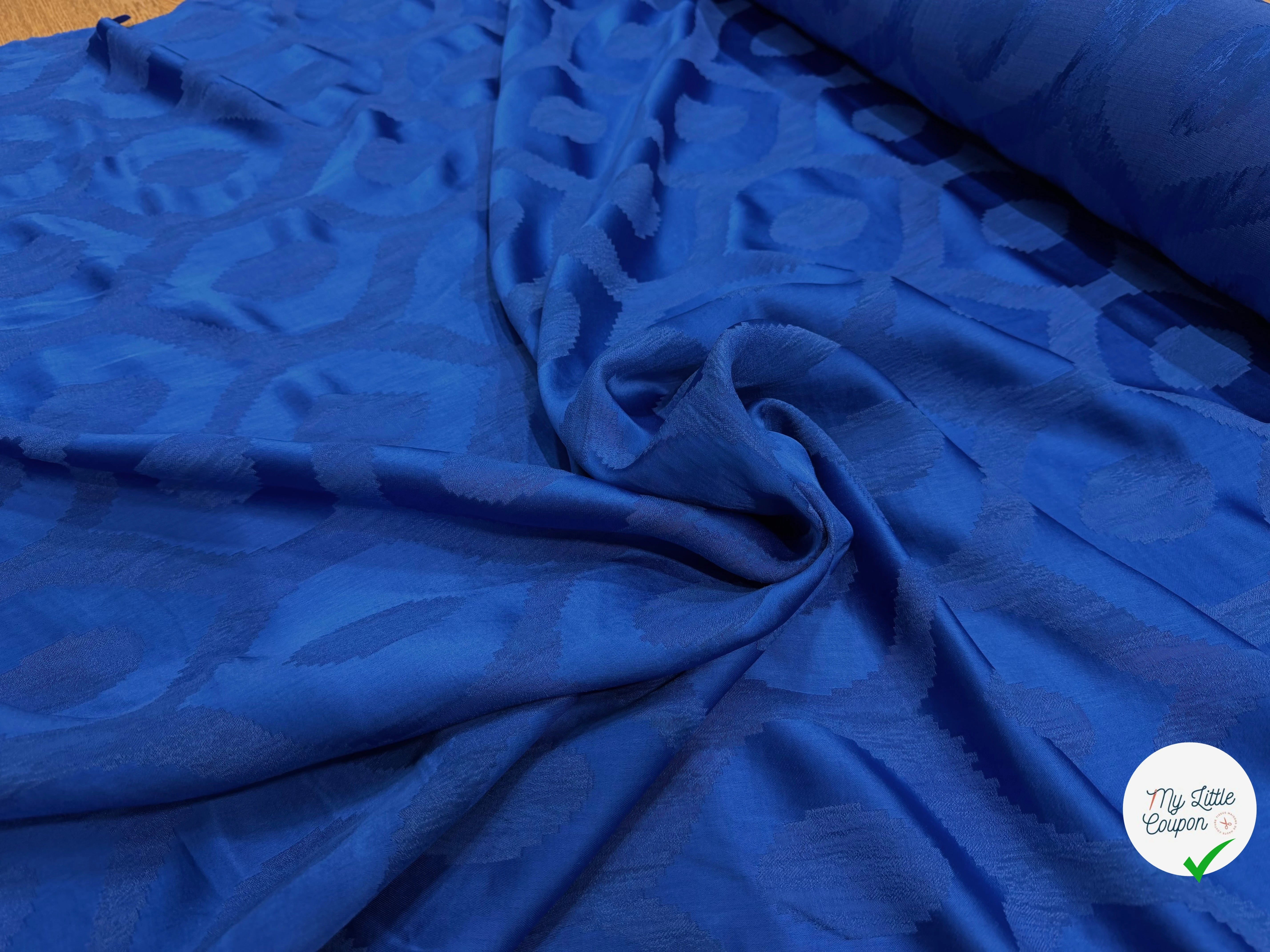 VISCOSE JACQUARD BLEU RAMI COTON ITALIE - My Little Coupon
