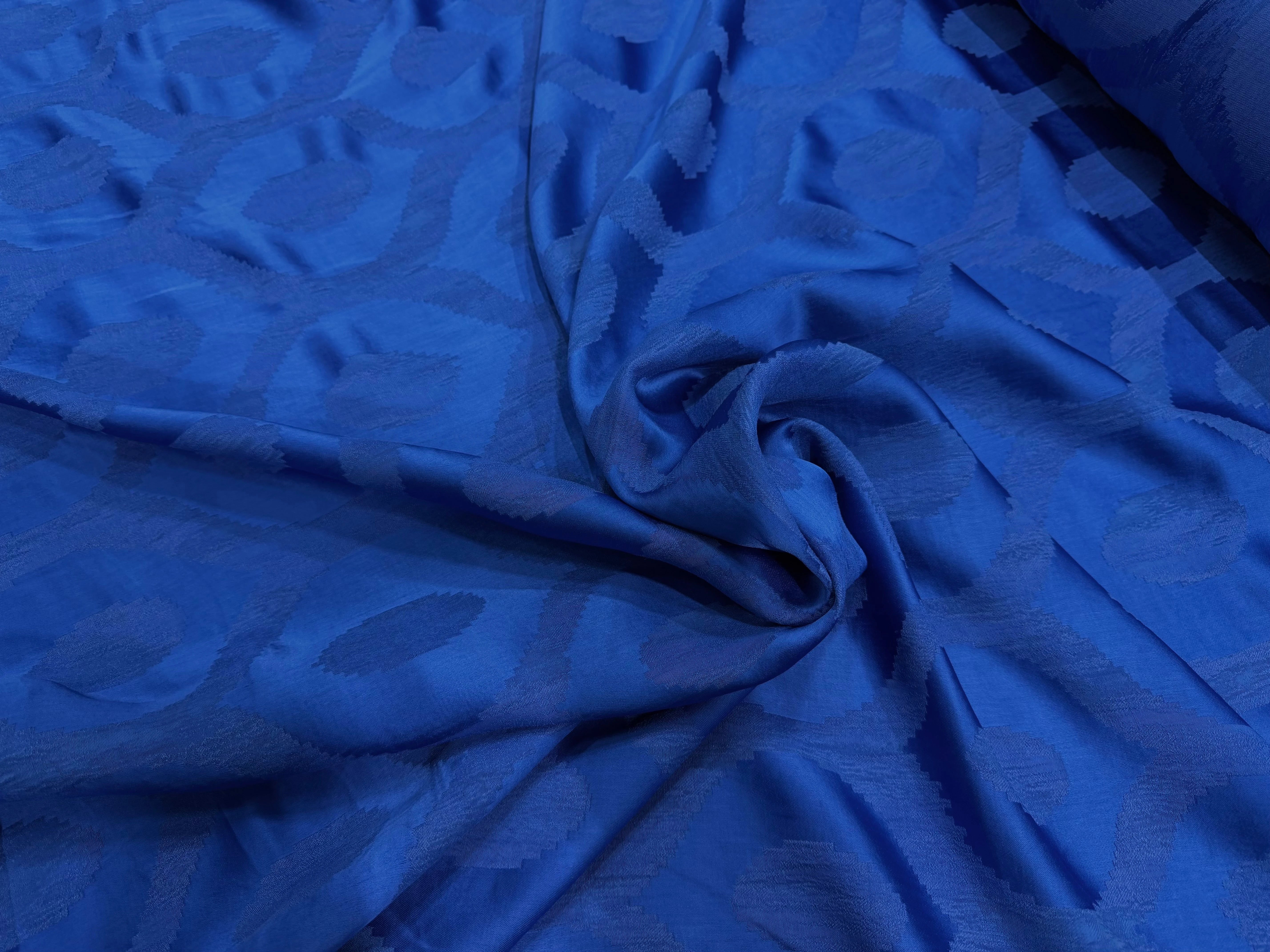 VISCOSE JACQUARD BLEU RAMI COTON ITALIE - My Little Coupon