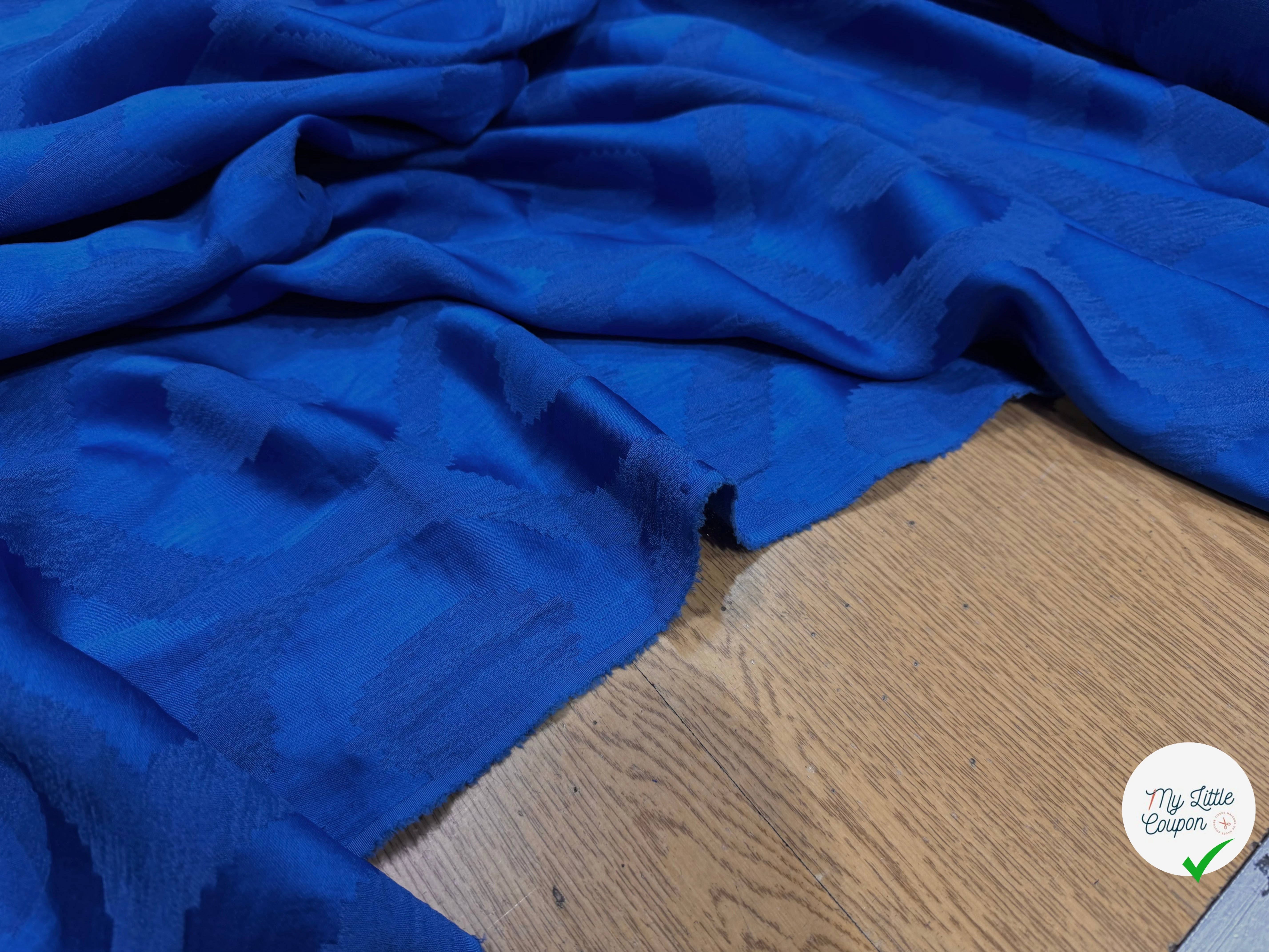 VISCOSE JACQUARD BLEU RAMI COTON ITALIE - My Little Coupon