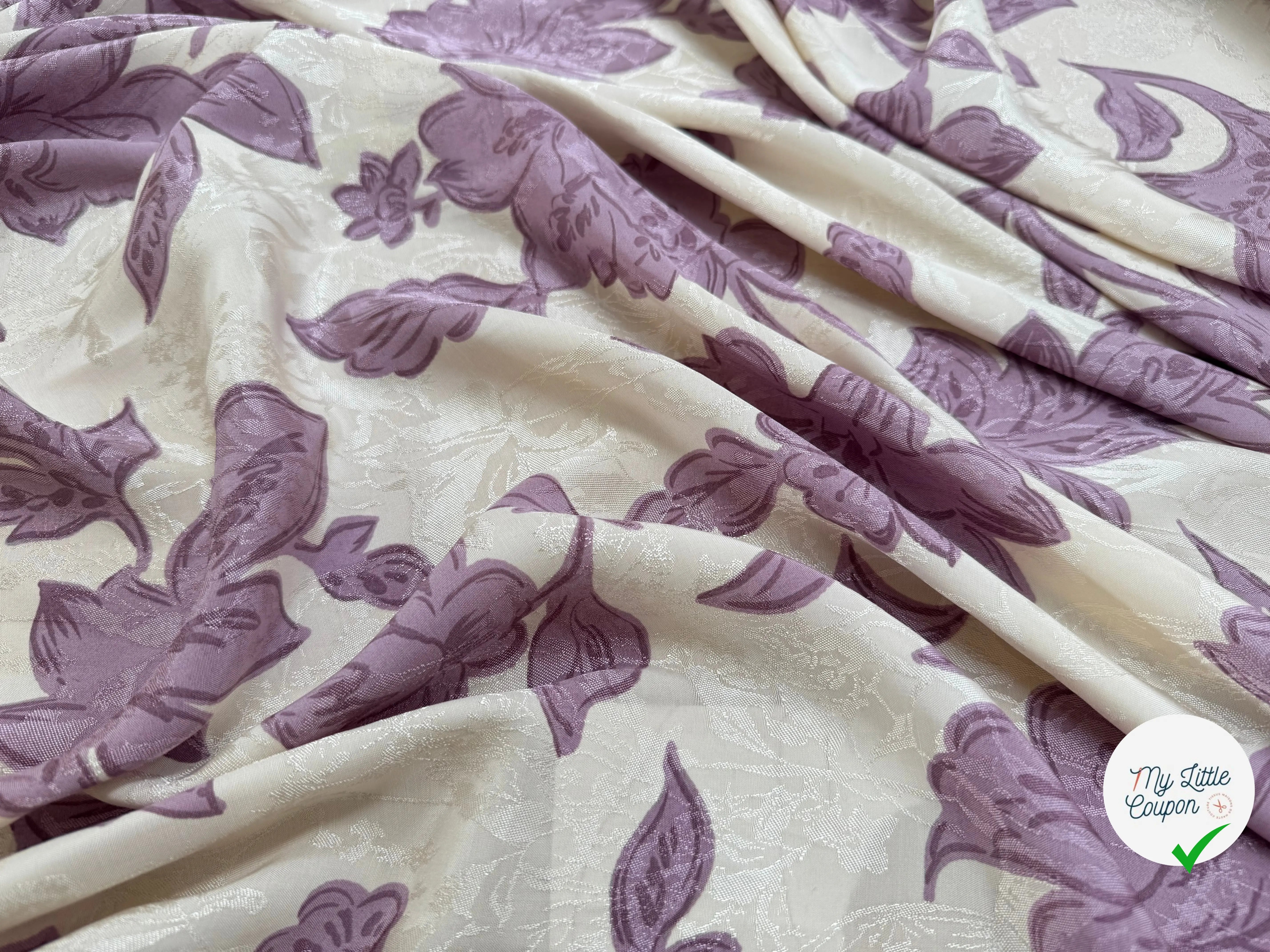 VISCOSE JACQUARD MOTIF FLEURS VIOLET ECOVERO - My Little Coupon