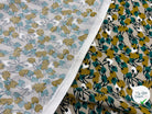 VISCOSE JOLIES FLEURS ÉMERAUDES FOND BEIGE - My Little Coupon - tissu - coudre