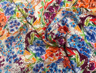 VISCOSE LÉGÈREMENT CREPÉE IMPRIMÉ FLORAL MULTICOLORE FANTASY GARDEN - My Little Coupon