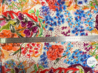 VISCOSE LÉGÈREMENT CREPÉE IMPRIMÉ FLORAL MULTICOLORE FANTASY GARDEN - My Little Coupon