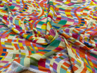 VISCOSE LÉGÈREMENT CREPÉE IMPRIMÉ GRAPHIQUE MULTICOLORE FANTASY COLORAMA - My Little Coupon