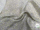 VISCOSE LEGREMENT SATINÉE FOND BLANC CERLES NOIR ET JAUNE QUALITÉ COMO - My Little Coupon