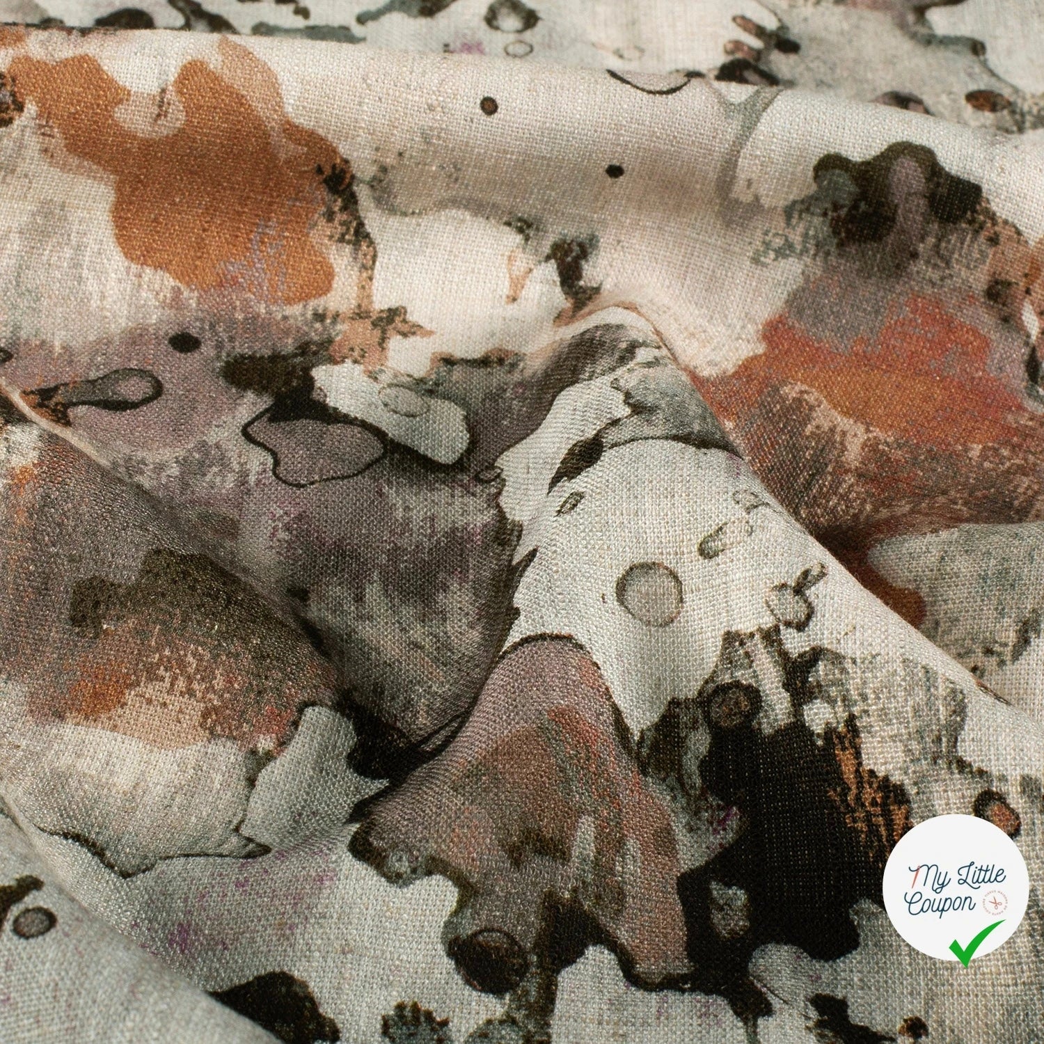 VISCOSE LIN CHAINE ET TRAME ABSTRAIT BEIGE - My Little Coupon