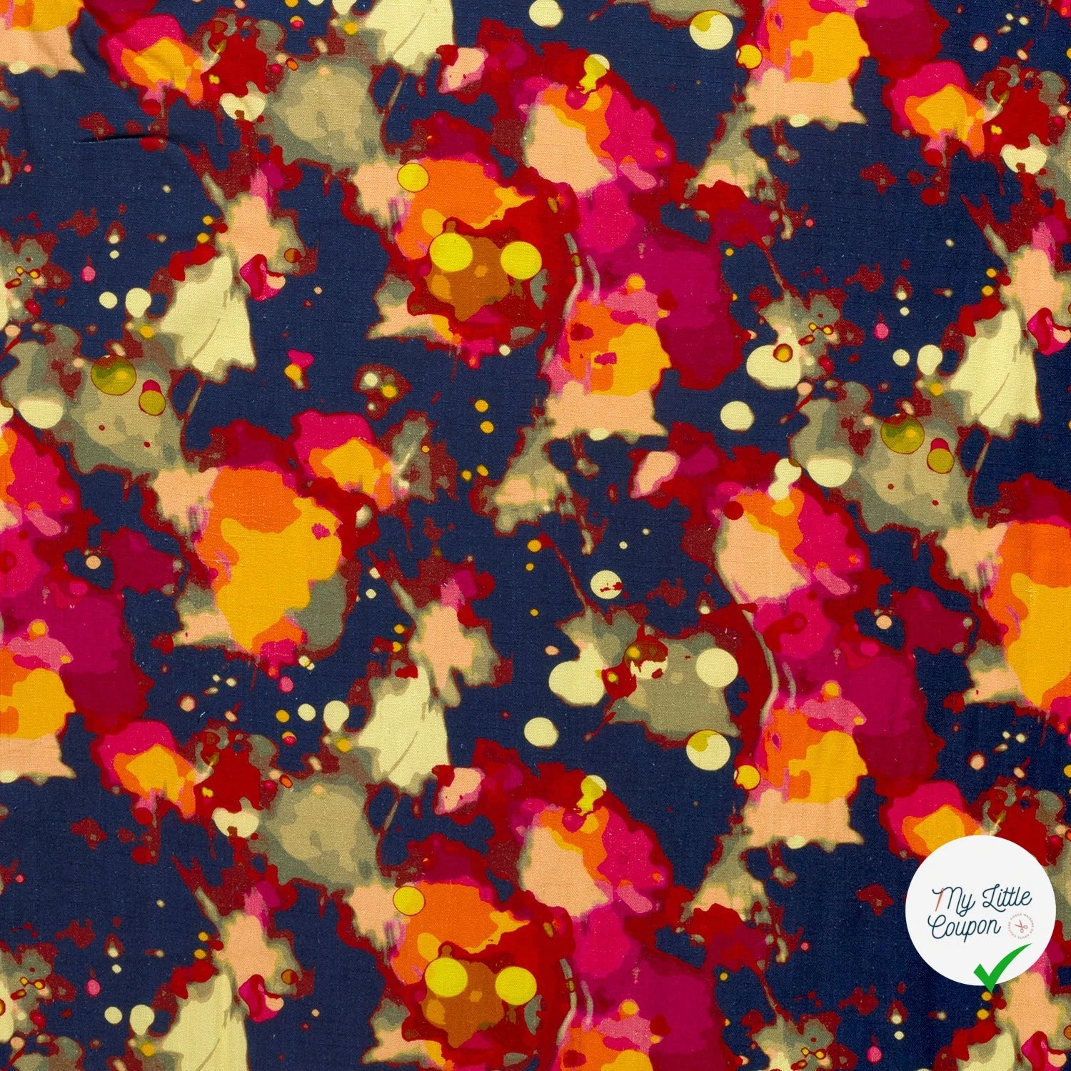 VISCOSE LIN CHAINE ET TRAME ABSTRAIT BLEU MARINE - My Little Coupon