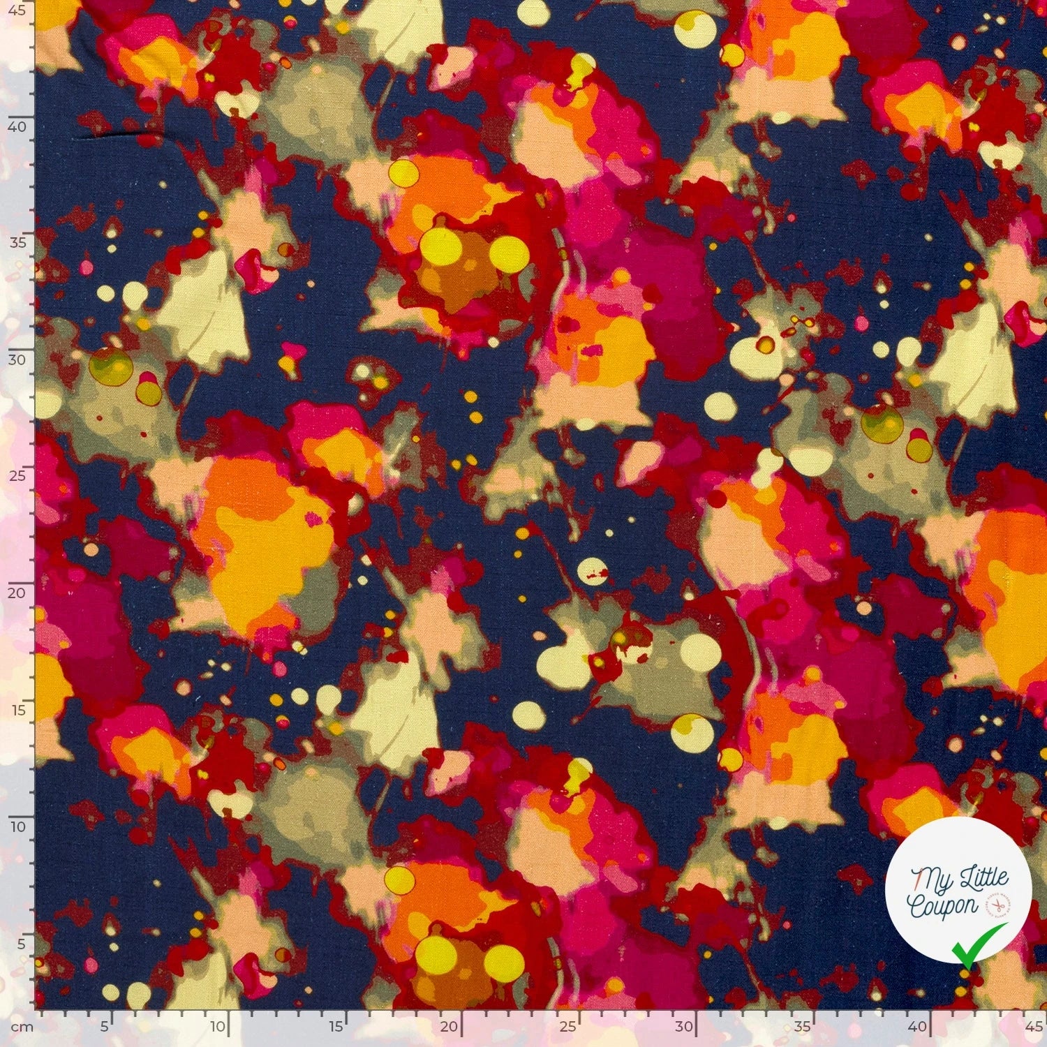 VISCOSE LIN CHAINE ET TRAME ABSTRAIT BLEU MARINE - My Little Coupon