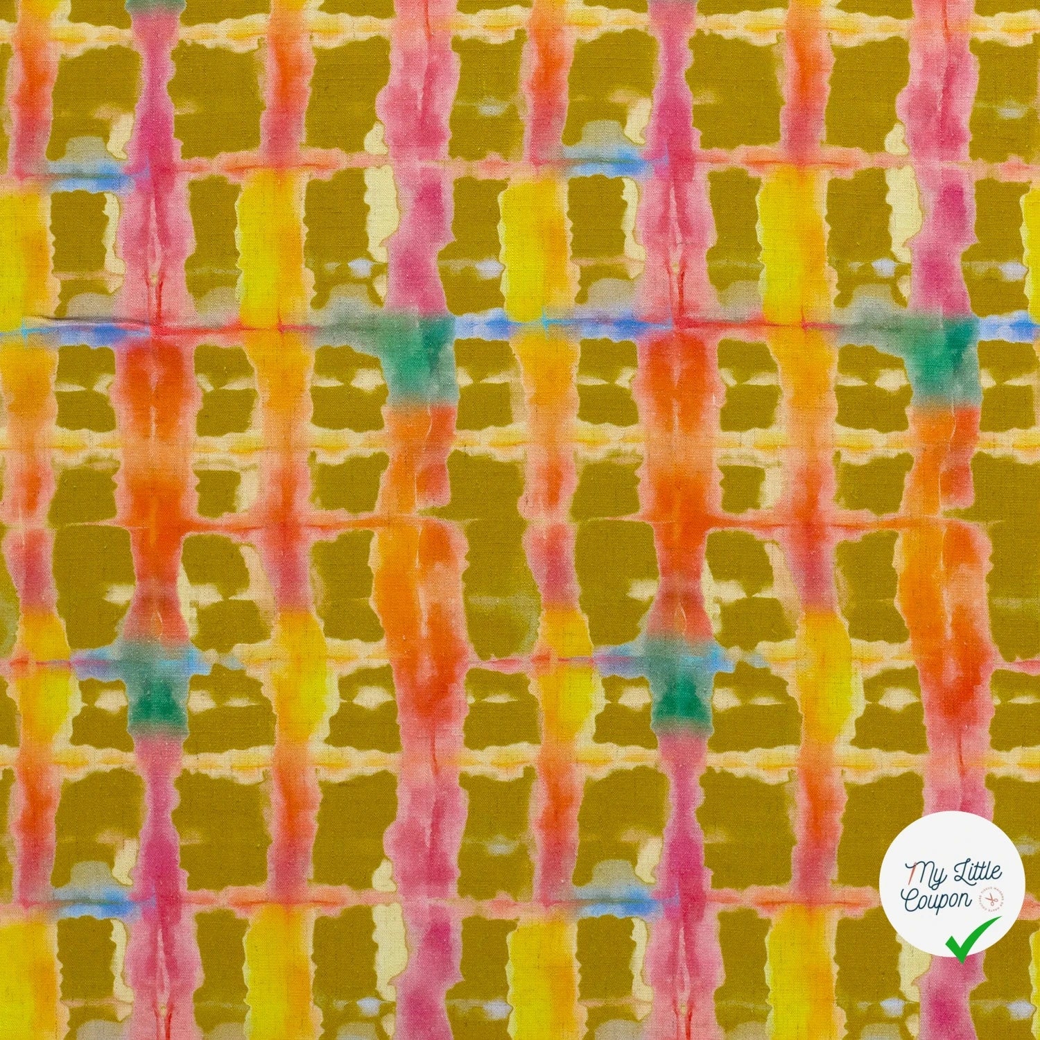 VISCOSE LIN CHAINE ET TRAME ABSTRAIT VERT CITRON - My Little Coupon