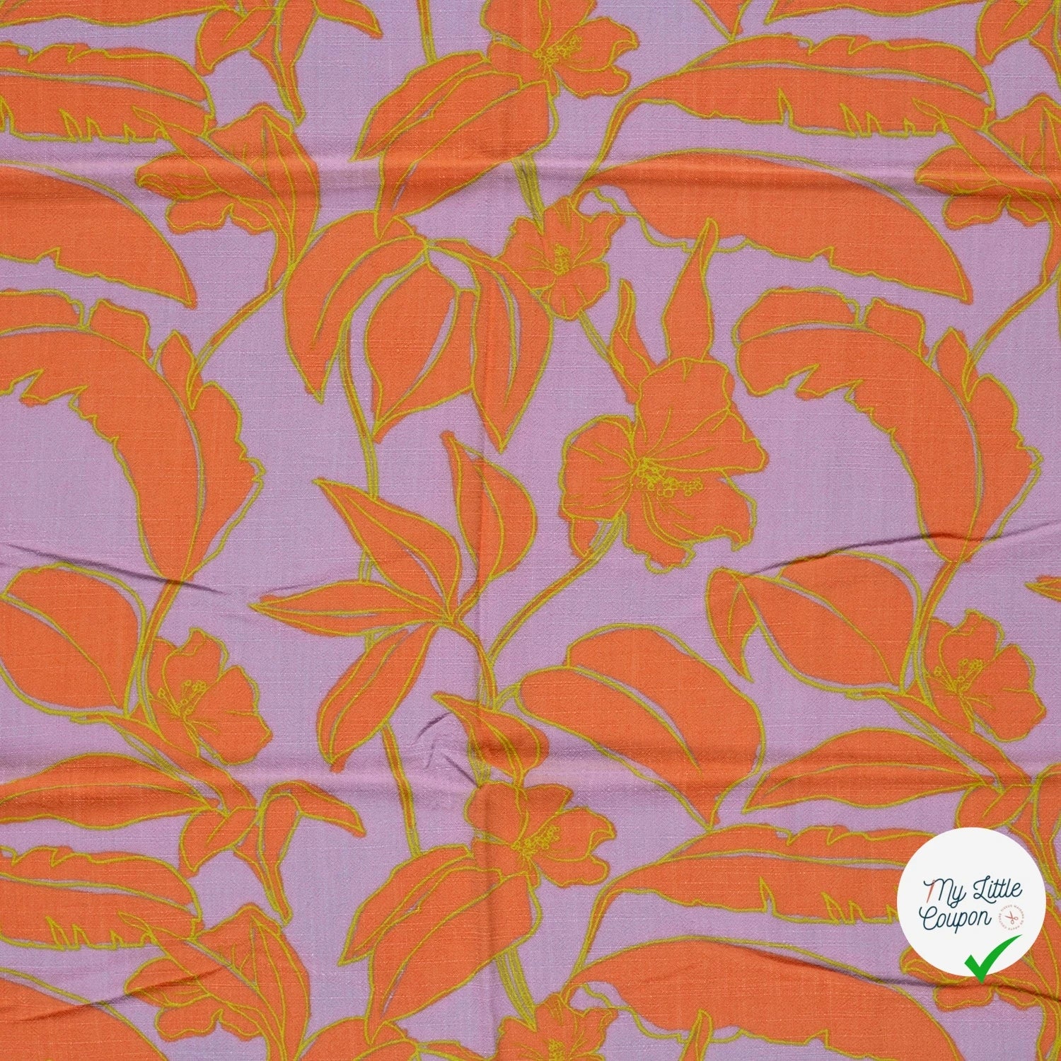VISCOSE LIN CHAINE ET TRAME FLEURS LILAS - My Little Coupon