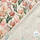 VISCOSE LIN CHAINE ET TRAME FLEURS VERT OLIVE - My Little Coupon