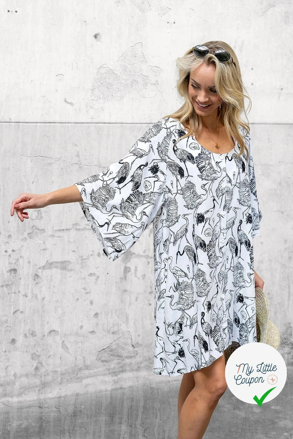 VISCOSE LIN CHAINE ET TRAME OISEAUX BLANC - My Little Coupon