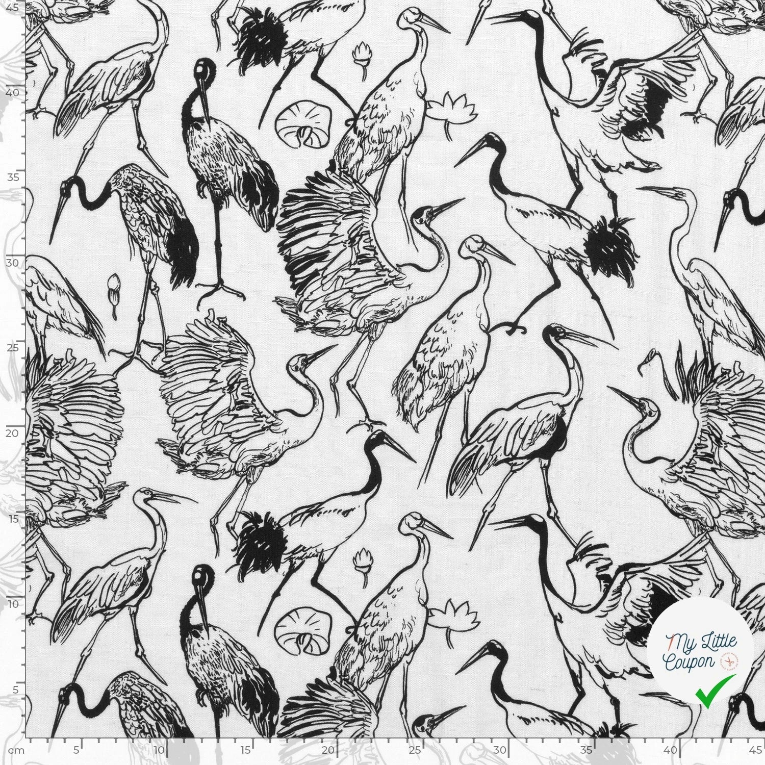 VISCOSE LIN CHAINE ET TRAME OISEAUX BLANC - My Little Coupon