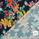 VISCOSE LIN CHAINE ET TRAME TISSU IMPRIMÉ ABSTRAIT BLEU MARINE #3 - My Little Coupon