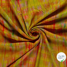 VISCOSE LIN CHAINE ET TRAME TISSU IMPRIMÉ ABSTRAIT VERT CITRON - My Little Coupon