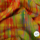 VISCOSE LIN CHAINE ET TRAME TISSU IMPRIMÉ ABSTRAIT VERT CITRON - My Little Coupon