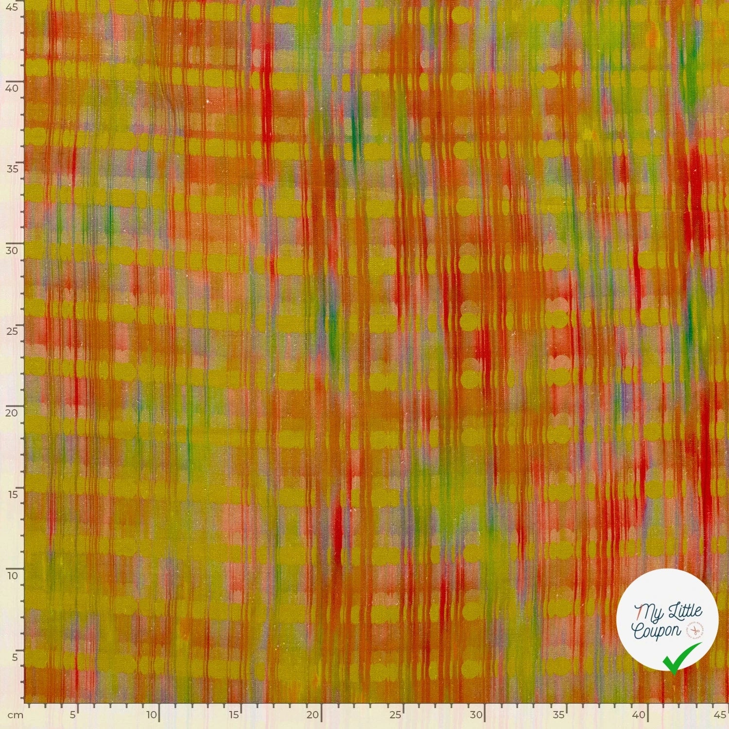 VISCOSE LIN CHAINE ET TRAME TISSU IMPRIMÉ ABSTRAIT VERT CITRON - My Little Coupon