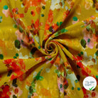 VISCOSE LIN CHAINE ET TRAME TISSU IMPRIMÉ ABSTRAIT VERT CITRON #2 - My Little Coupon