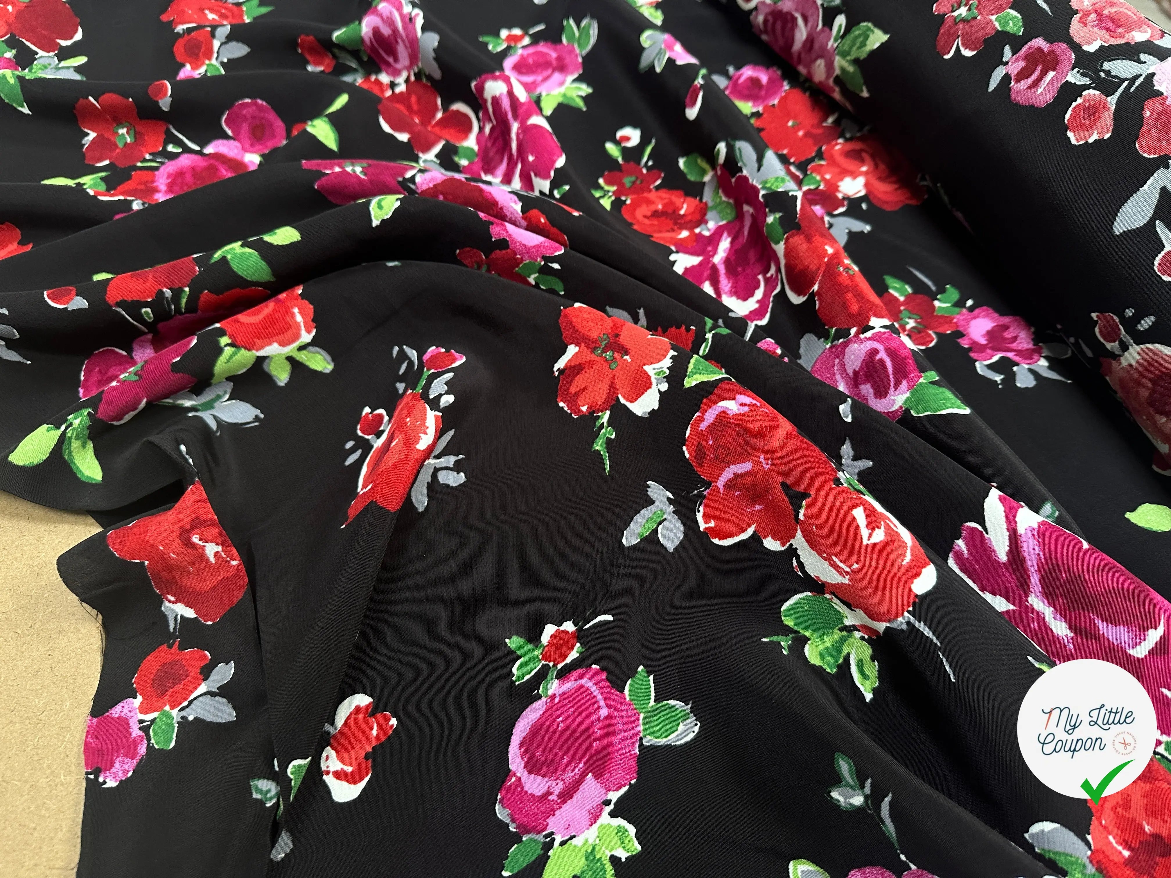 VISCOSE NOIR DE FLEURS SUPERBE - My Little Coupon
