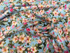 VISCOSE NYLON CREPE TISSU IMPRIMÉ FLEURS BLEU BÉBÉ - My Little Coupon