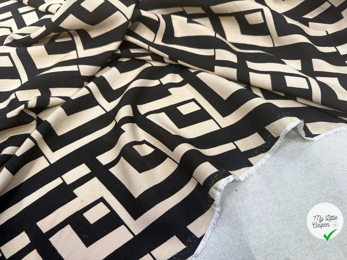 VISCOSE OPTIQUE NOIR ET CRÈME FONCÉ 140 CM - My Little Coupon