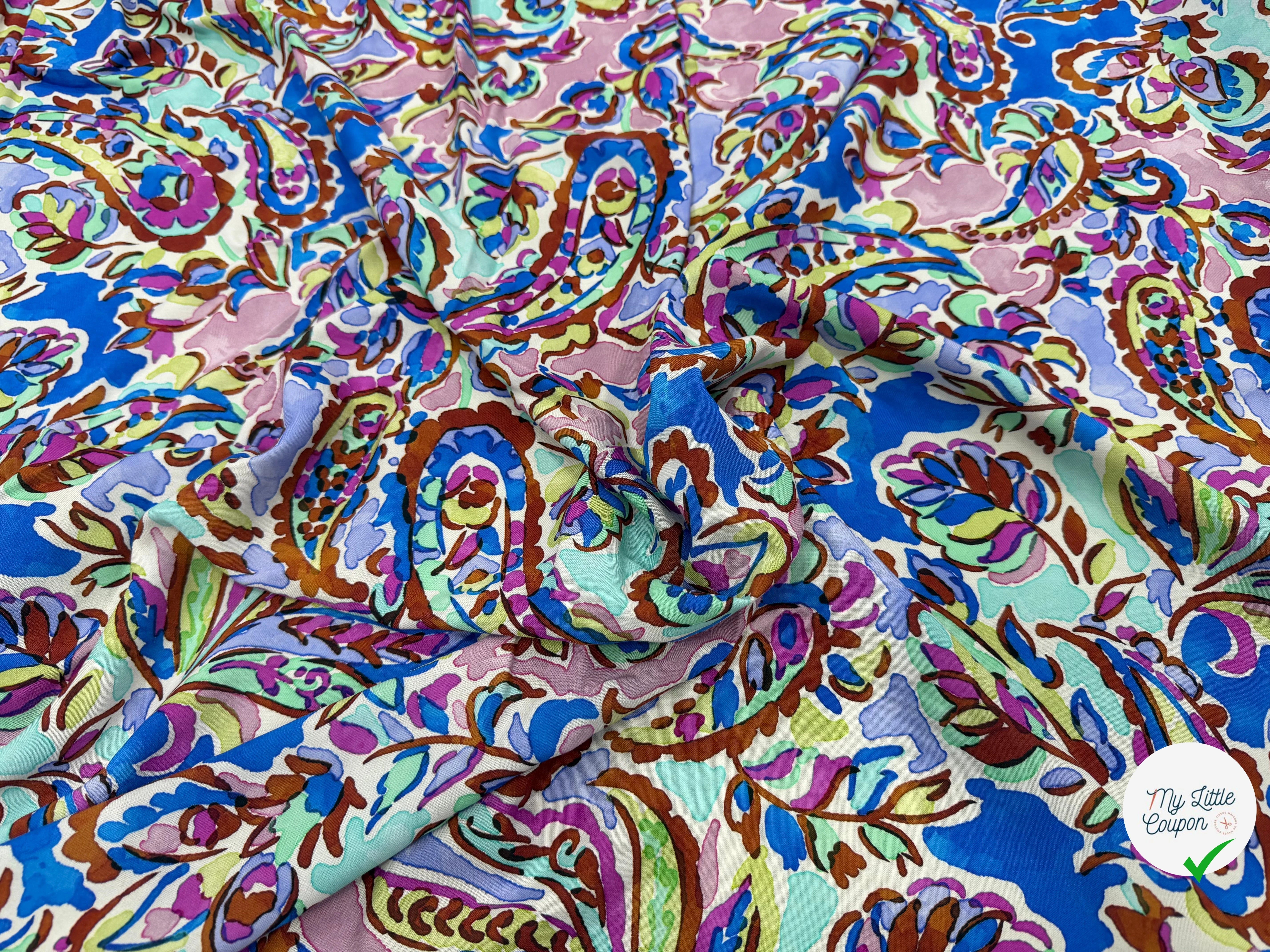 VISCOSE PAISLEY BLEU MULTICO 140 CM - My Little Coupon