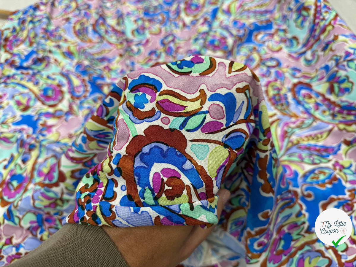 VISCOSE PAISLEY BLEU MULTICO 140 CM - My Little Coupon