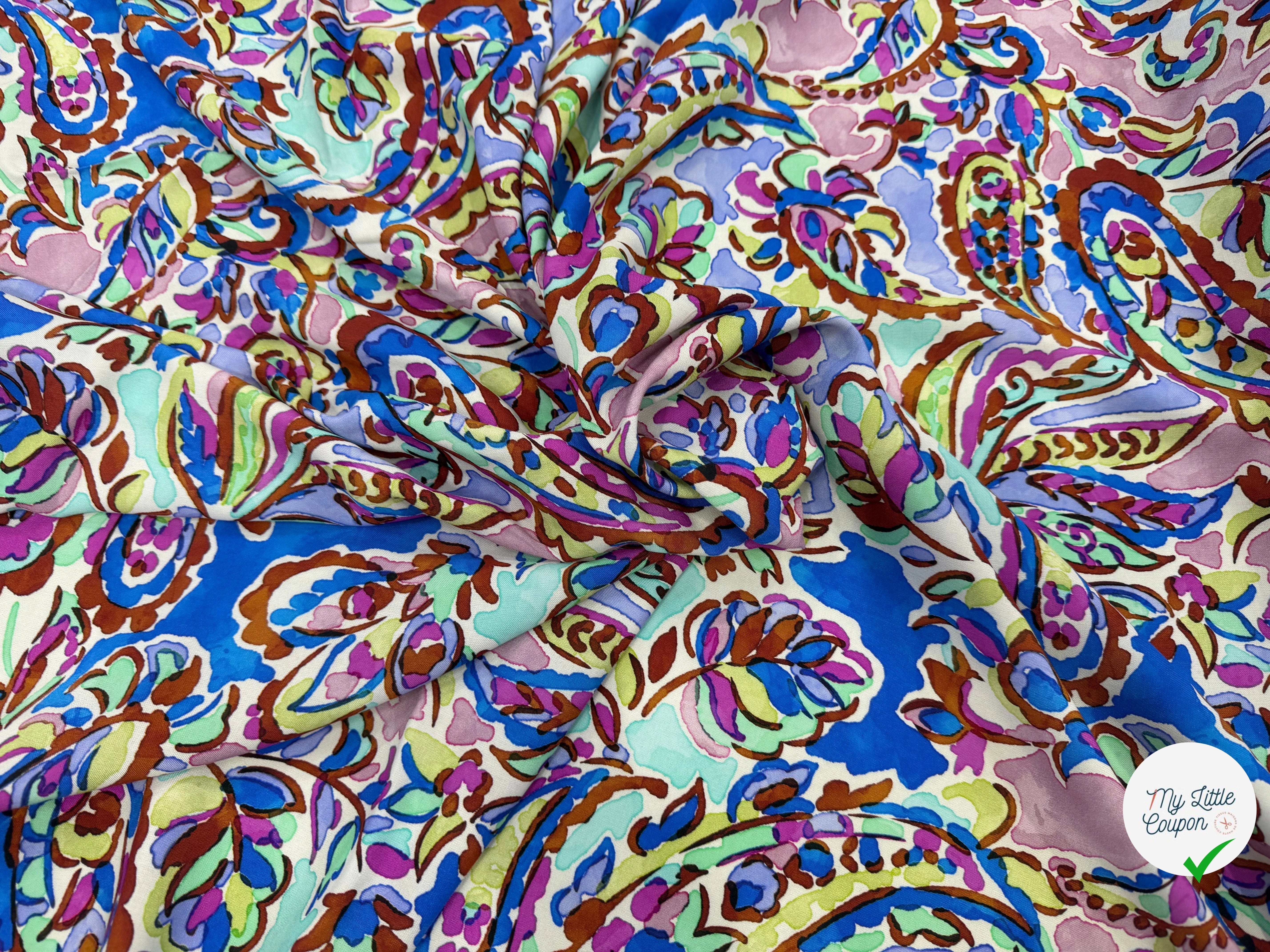 VISCOSE PAISLEY BLEU MULTICO 140 CM - My Little Coupon